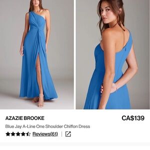 Azazie Brooke Blue Jay One Shoulder Dress